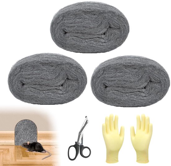 Steel wool 3 rolls of steel wool against mice 0# fine with work gloves and scissors stainless steel wool fine against - ShopVlot