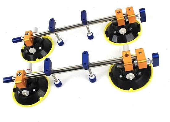 Steen Naad Setter - Nivelleringsgereedschap Verbinding - Naden Uitlijnen - Dubbele Zuignap Ratel - 2x 4.5 inch - Zwart