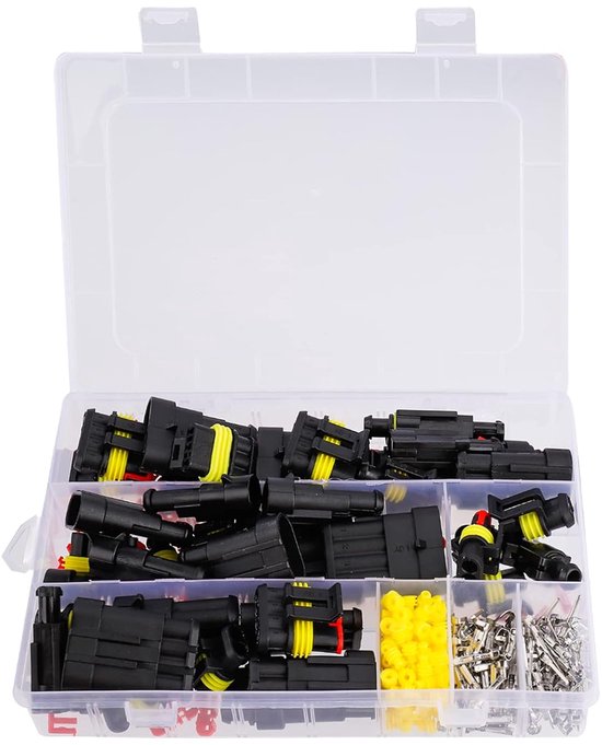 Stekkerverbinders, autostekker, waterdichte connector, elektrische kabelverbinder, 1/2/3/4-polige stekker, terminal set voor auto, motorfiets, boten, 352 stuks van Merkloos	