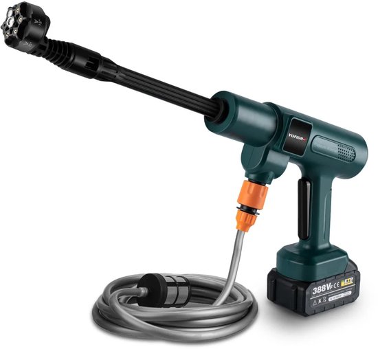 Stemily 6 in 1 Hogedrukreiniger - Accu - Terrasreiniger - Draadloos - 3500W - 200Bar - 5m Waterslang - 2 Wateraanvoermethoden