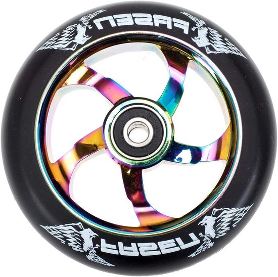 Step Scooter Wiel - Reservewiel Scooter - Stunt Rijden - Met Lagers - 110mm - Regenboog Neochrome