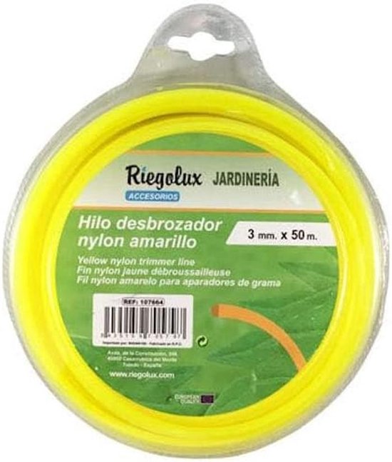 Sterke Nylon Grastrimmer Draad - Vierkant, Geel - 3mm Dikte x 50 Meter Lengte