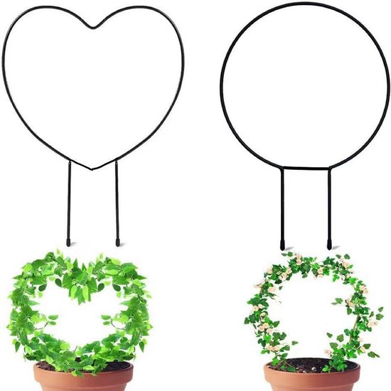 Steunen voor tuinplanten, klimsteunen van smeedijzer, kransen van draadmetaal, hartvormig, rond, binnen en buiten. van TERESA'S COLLECTIONS