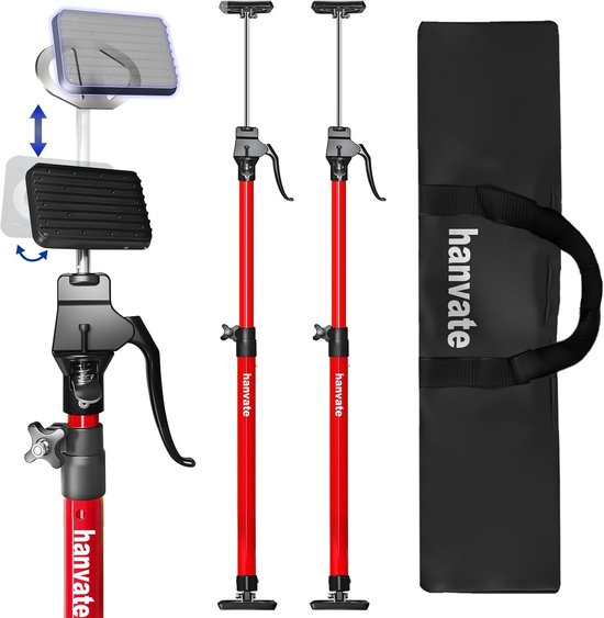 Steunpaal Kastkrik - Verstelbare Steunstang - Bovenkasten Plaatsen - Telescopisch Systeem - 125-290 cm - Rood