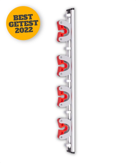 Stevige Bezemhouder - Aluminium - Ophangsysteem bezem - 5 Haken & 4 Houders - Gereedschaphouder - Opbergsysteem van Merkloos	