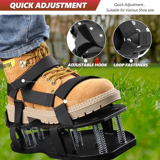 Stevige gazonbeluchtingsschoenen met metalen spikes – Verstelbare klittenbandsluitingen voor eenvoudig prikken – Duurzame schoenen met spikes, geschikt voor terrassen, tuinen en gazononderhoud – Universele gazonbeluchtingsschoenen van Merkloos	
