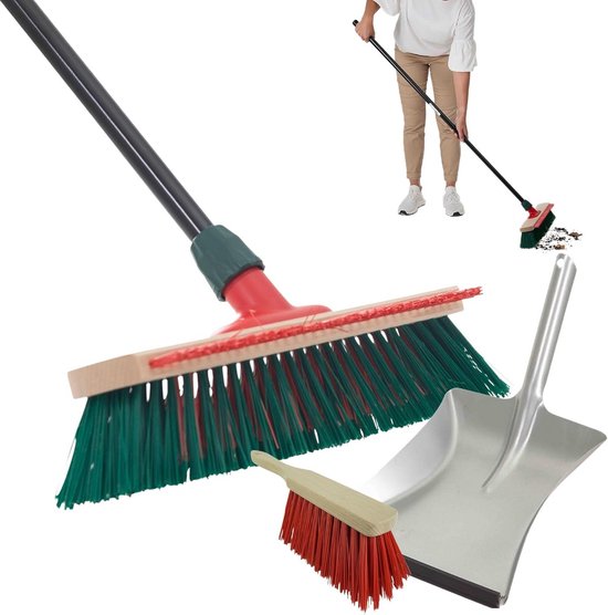 Stevige Tuinbezem met Schraper en Telescoopsteel - Ideaal voor Buiten Schoonmaken van Merkloos	