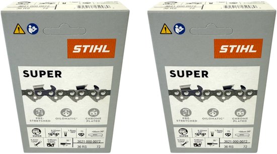 Stihl 2x 3/8" Rapid Super 3 (RS3) zaagketting 50 cm 3/8" 1.6 mm 72 TG 2 stuks ( 2x 36260000072 ) van Merkloos	