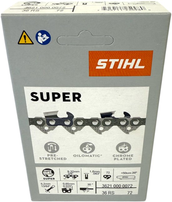 Stihl 3/8" Rapid Super 3 (RS3) zaagketting 50 cm 3/8" 1,6 mm 72 TG ( 36260000072 ) van Merkloos	