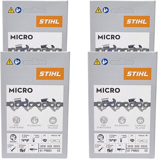 Stihl 4x 3/8" Picco Micro Mini 3 (PMM3) zaagketting 40 cm 3/8" P 1,3 mm 55 TG 4 stuks ( 4x 36100000055 )