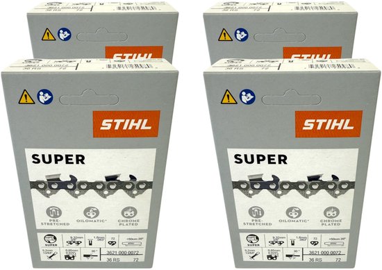 Stihl 4x 3/8" Rapid Super 3 (RS3) zaagketting 50 cm 3/8" 1.6 mm 72 TG 4 stuks ( 4x 36260000072 ) van Merkloos	
