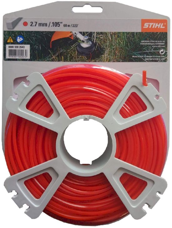 Stihl Accessoires Vierkant maaidraad op rol | Ø 2,7 mm x 65,0 m - 00009302643 van Merkloos	