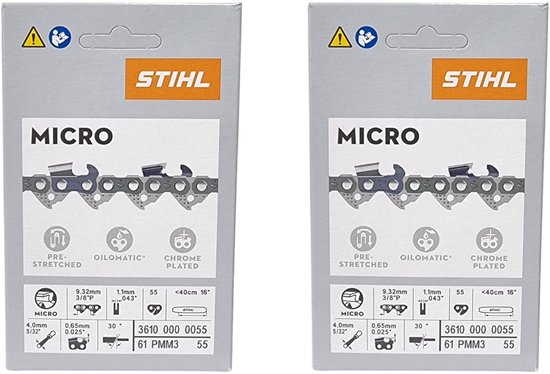 STIHL Picco Micro Mini 3 zaagketting 40 cm 3/8" P 1,1 mm 55 TG 2 stuks ( 2x 36100000055 ) van Merkloos	