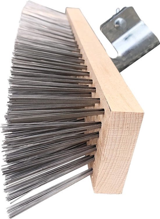 Stijve metalen 30 cm varkenshaar-deckschrobborstel voor onkruid-, mos- en algenverwijdering