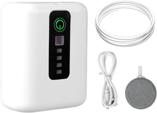 Stille USB oplaadbare luchtpomp - 1800mAh batterij luchtpomp met luchtstenen - 2 voedingsmodi voor buiten vissen stroomuitval en vistransport van Merkloos	