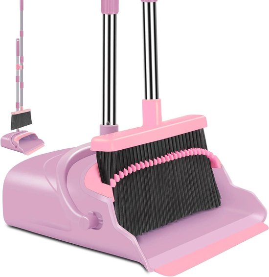 Stofblik en Bezem Set voor Thuis en Kantoor (Roze) van Merkloos	