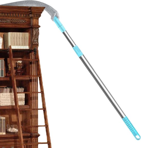 Stofborstel Uitschuifbaar - Reinigingsgereedschap Lange steel - Hoge Oppervlakken Reinigen - Wasbare Plumeau - 95-130 cm - Grijs