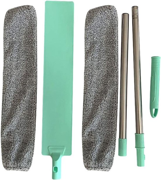 Stofdoek Lange Steel - Microvezel Duster - Snel Reinigen - Verstelbare Lengte - Tot 125cm - Grijs