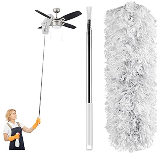 Stofdoek met telescopische plumeau - Tot 2,8 m lang, opvouwbare microvezel stofverzamelaar voor hoeken, plafonds en spinnenwebben