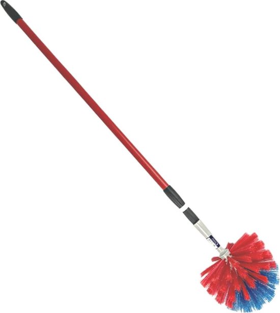 Stofdoek Telescoopsteel - Plumeau Ragebol - Hoge Plekken Schoonmaken - Verstelbaar tot 175cm - 175 cm - Rood Blauw