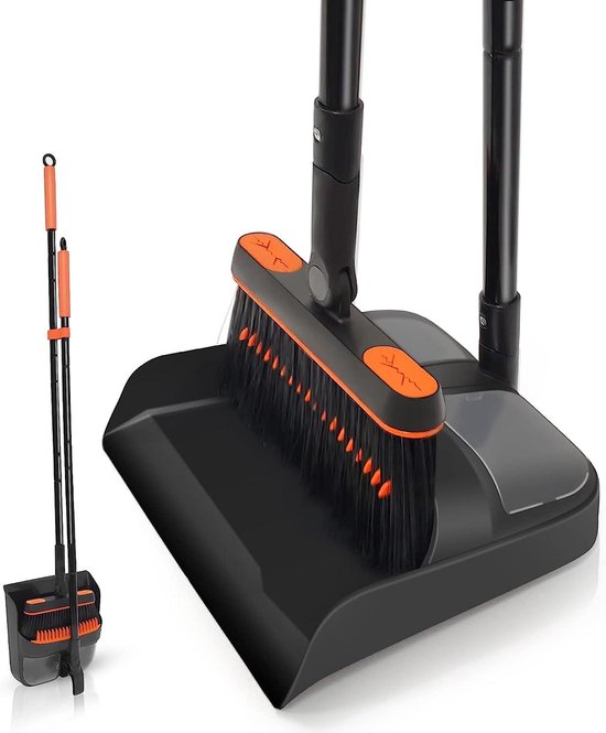 Stofpan en borstelset - veelzijdig en effectief - 2 stuks - oranje/zwart van Merkloos	