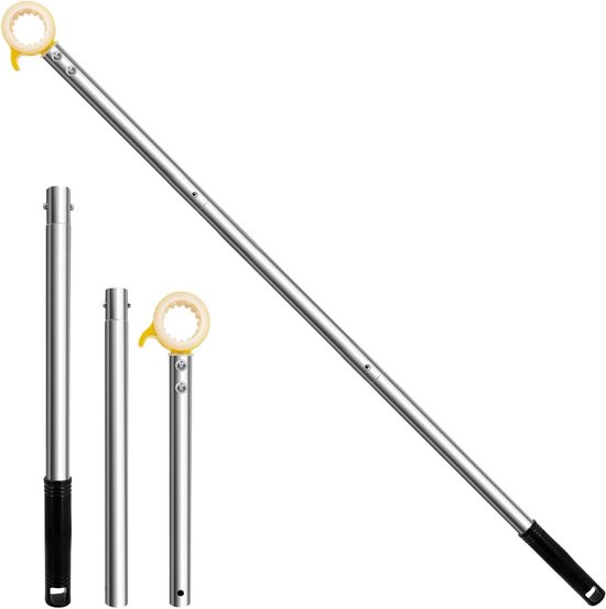 Stokhaak voor dakramen, stang om te openen, raamopener, verlenging, raamgreep, verlenging van roestvrij staal, telescoopstang, voor het openen van ramen, dakluiken, haken voor Velux-dakramen (92 cm