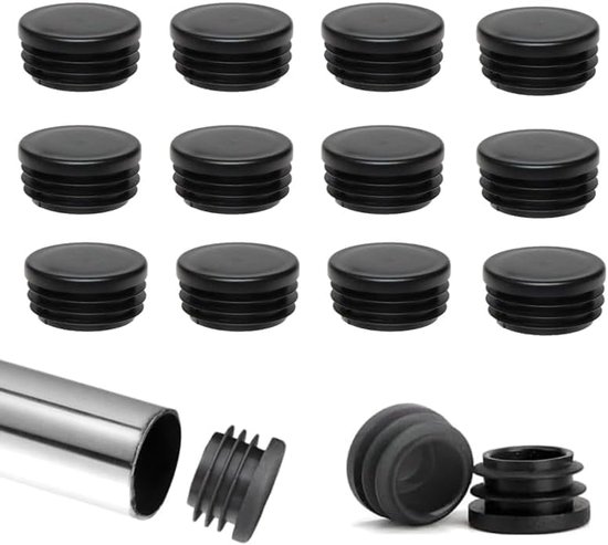 Stoppen 40 lamellaire plugs - diameter 22 mm - ronde plug - ronde pijpen - zwart - voor ronde buizen met meubelgeleiders - ronde kunststof afdekkappen - meubelaccessoires van Merkloos	