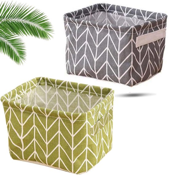 Storage Basket - 2pcs - Fabric Linen Storage Box met Handvatten - Vouwbare Waterdichte Opbergmand voor Kinderen - Kleine Opbergorganiser - Baskets voor Cosmetica en Badkamer - 20 x 16 x 1 van Merkloos	