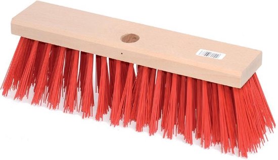 Straatbezem 29cm rood kunststof PPN van Vero.