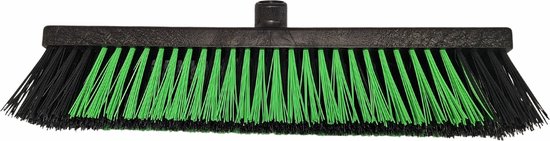 Straatbezem 450x65 mm 81% gerecycled groen/zwart van Vero.