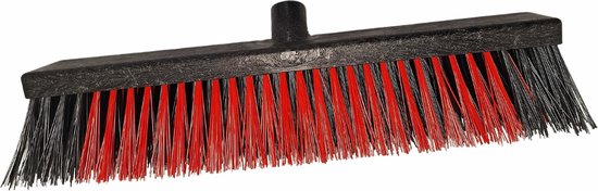 Straatbezem 450x65 mm 81% gerecycled rood/zwart van Vikan