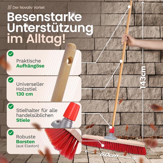 Straatbezem 60 cm bezemkop I Bezem zonder steel I Elaston rood I Grof I Industriële bezem Veegbezem Tuinbezem Werfbezem van Merkloos	