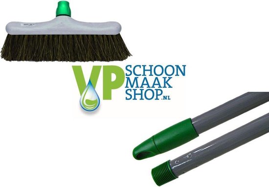 Straatbezem - Bezem met steel - Bassine - Gerecycled plastic! van Ragebol