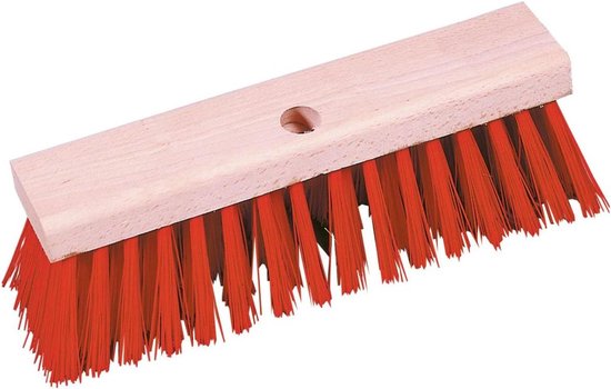 Straatbezem Compact Elaston Met Stegat 42 Cm Houtkleurig/Rood van Merkloos	