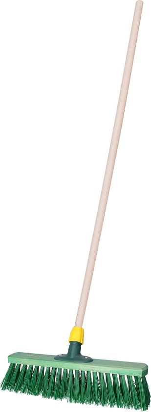 Straatbezem IVAR voor bestratingen en vlonders - Harde bezemkop van 40 cm breed - Houten steel van 120 cm van IVAR