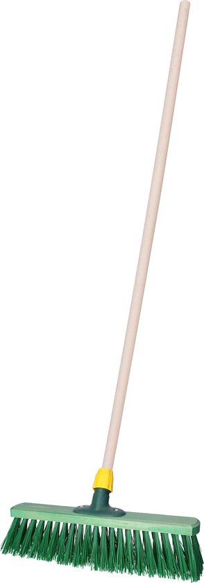 Straatbezem IVAR voor bestratingen en vlonders - Harde bezemkop van 40 cm breed - Houten steel van 130 cm van IVAR