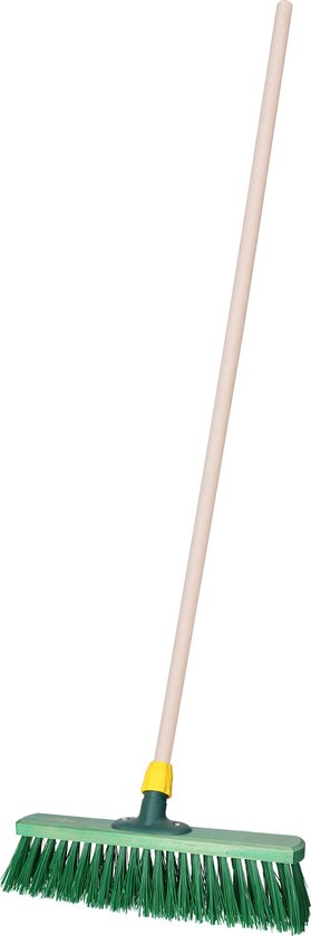 Straatbezem IVAR voor bestratingen en vlonders - Harde bezemkop van 40 cm breed - Houten steel van 140 cm van IVAR