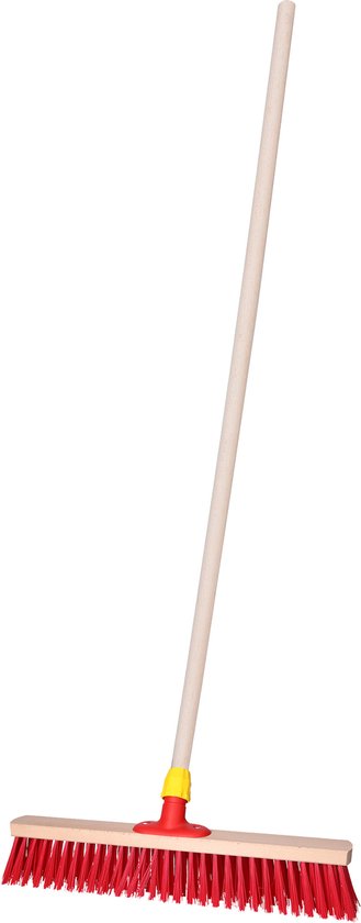 Straatbezem SAGA voor bestratingen en vlonders - Harde bezemkop - 50 cm breed - Houten steel van 120 cm van SAGA