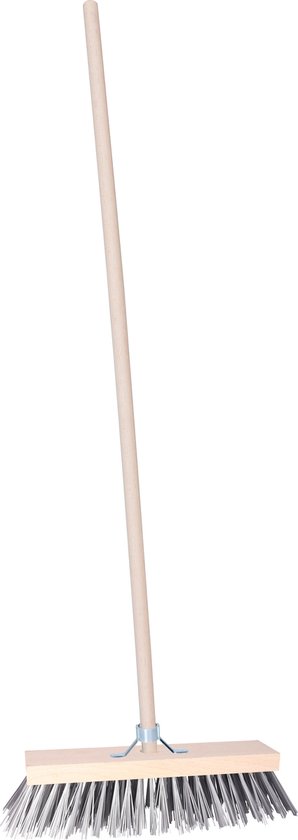 Straatbezem/buitenbezem - Leo - hout/staaldraad - 139 cm steel - 30 cm bezemkop - met stokhouder van Gamma
