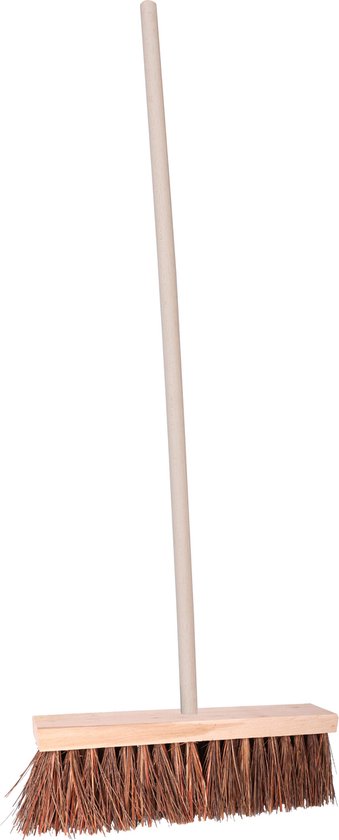 Straatbezem/buitenbezem - Theo - hout/piassava - 121 cm steel - 40 cm bezemkop - werkplaats bezem van Vero Richezza