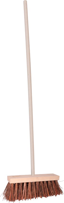Straatbezem/buitenbezem - Theo - hout/piassava - 141 cm steel - 30 cm bezemkop - werkplaats bezem van Kinzo