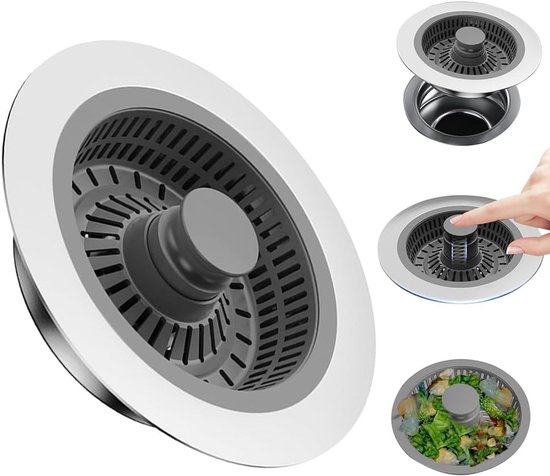 Strainer Stopper voor Keukenafvoer - Strainer Plug voor Afvoer - Drain Strainer voor Sink - Afvoer Gat Diepte > 35mm van Merkloos	