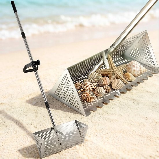 Strand Hark met Zeef - Roestvrij Stalen Zandvlooienhark 40 cm Breed