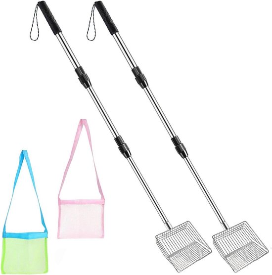 Strand Zeef Schop - Metaaldetector Accessoire - Schelpen Verzamelen - Telescopische Steel - 58-105 cm - Uniek