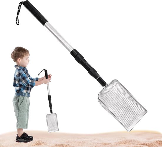 Strandschep Lange Steel - Zandschep Zeef - Schatten Vinden - Verstelbaar Ontwerp - Tot 106 cm - Zilver