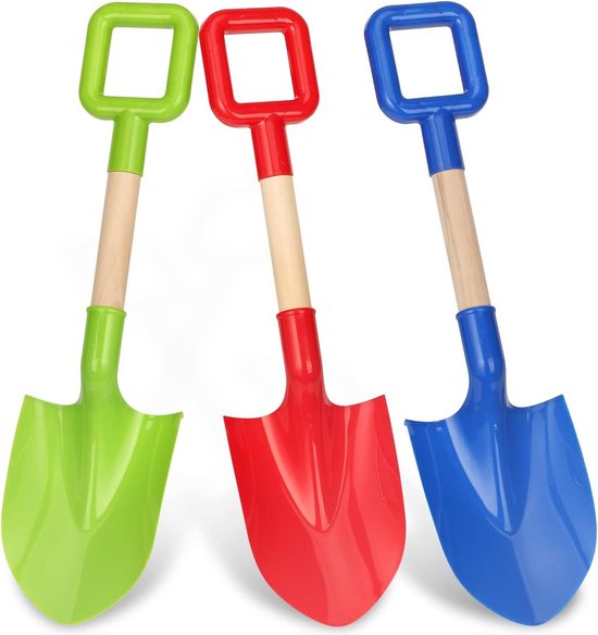 Strandschep voor kinderen 40 cm duurzame jumbo zandschep - houten handvat - kunststof schep - graven en schoppen Shoval van Shoval