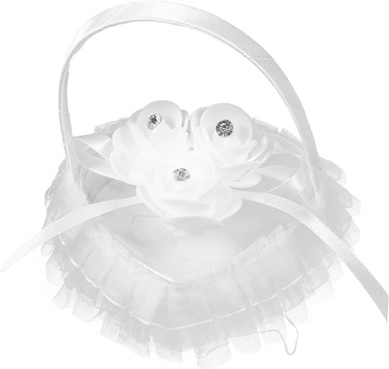 Strass ring kussen hartvormig - bruiloft romantische hartvorm ringhouder - trouwring kussen wit - geschenken tijdens bruiloften en verlovingen - Valentijnsdagvakanties van Merkloos	