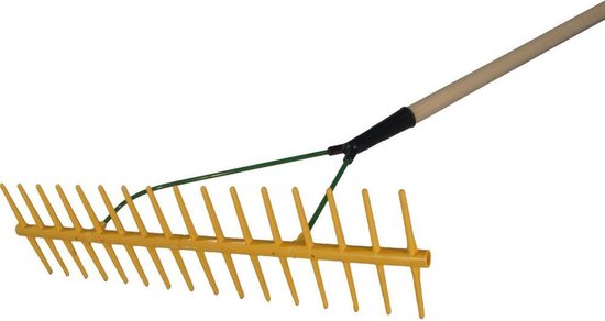 Streuding - Harken - Hooihark - Poly - dubbele tanden rij - schuin - Met steel 1500x28 - Art.Nr 80026 van Merkloos	