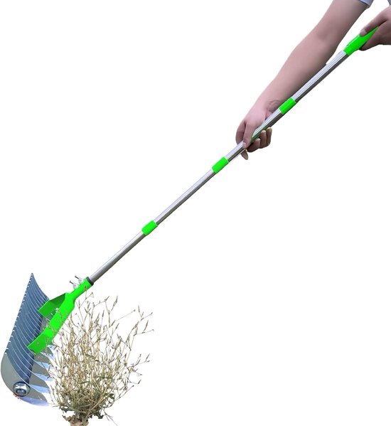 Stroohark RVS - Losse bodem hark - Gazon onderhoud - Robuuste constructie - 32.5cm breed