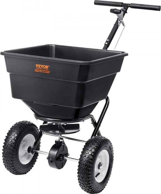 strooier 56L zaadstrooier 1145x545x830mm kunstmeststrooier 0-3m strooibreedte centrifugaalstrooier 45kg draagvermogen handstrooier handstrooier Q235 frame zoutstrooier met kunststof wielen van Merkloos	